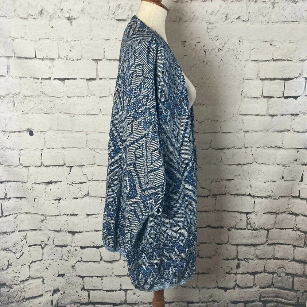 Ruff Hewn Open Front Poncho With Sleeves boho Western Aztec Print Size Xl - Picture 4 of 7